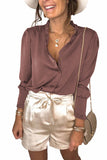 Frilled V Neckline Buttoned French Shirt