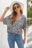 Leopard Print Button Roll up Sleeve Shirt