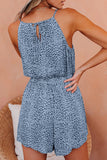 Spaghetti Straps V Neck Leopard Elastic Waist Romper