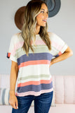 Striped Cotton Blend Short-sleeved Top