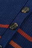 V Neck Striped Pattern Knit Tank Top with Buttons