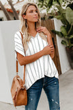 Striped Short Sleeve Buttoned Pocket Shirt