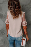 Floral Lace Sleeve Patchwork Top