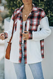 Plaid Patchwork Buttoned Pocket Sherpa Jacket