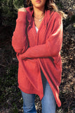 Rib Trimmed Batwing Sleeve Hooded Cardigan