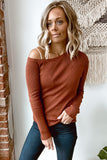 Knit One Shoulder Long Sleeve Pullover Top