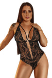 Strappy Criss Cross Backless Lace Teddy