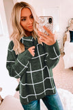 Beige Grid Pattern Turtleneck Sweater