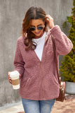Zip Up Sherpa Hooded Coat with Pocket