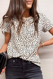 Cheetah Print O-neck Short Sleeve T Shirt