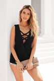 Crisscross Hollow-out Knit Tank Top