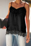 Black Satin Lace Cami Tank