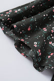 Floral Print Belted Ruffled V Neck Sleeveless Top