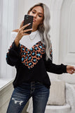 Colorblock Leopard Patchwork Knit Top