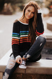 Rainbow Print White Long Sleeve Top