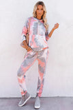 Shut-eye Pocketed Tie-dye Knit Hooded Joggers Set