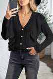 Ruffled Buttoned Open Front Knitted Sweater