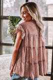 Dusty Pink Polka Dot Babydoll Style Flutter Sleeve Top