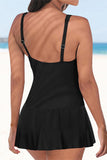 Lace up Ruched Bodyshaper Tummy Control Swimdress