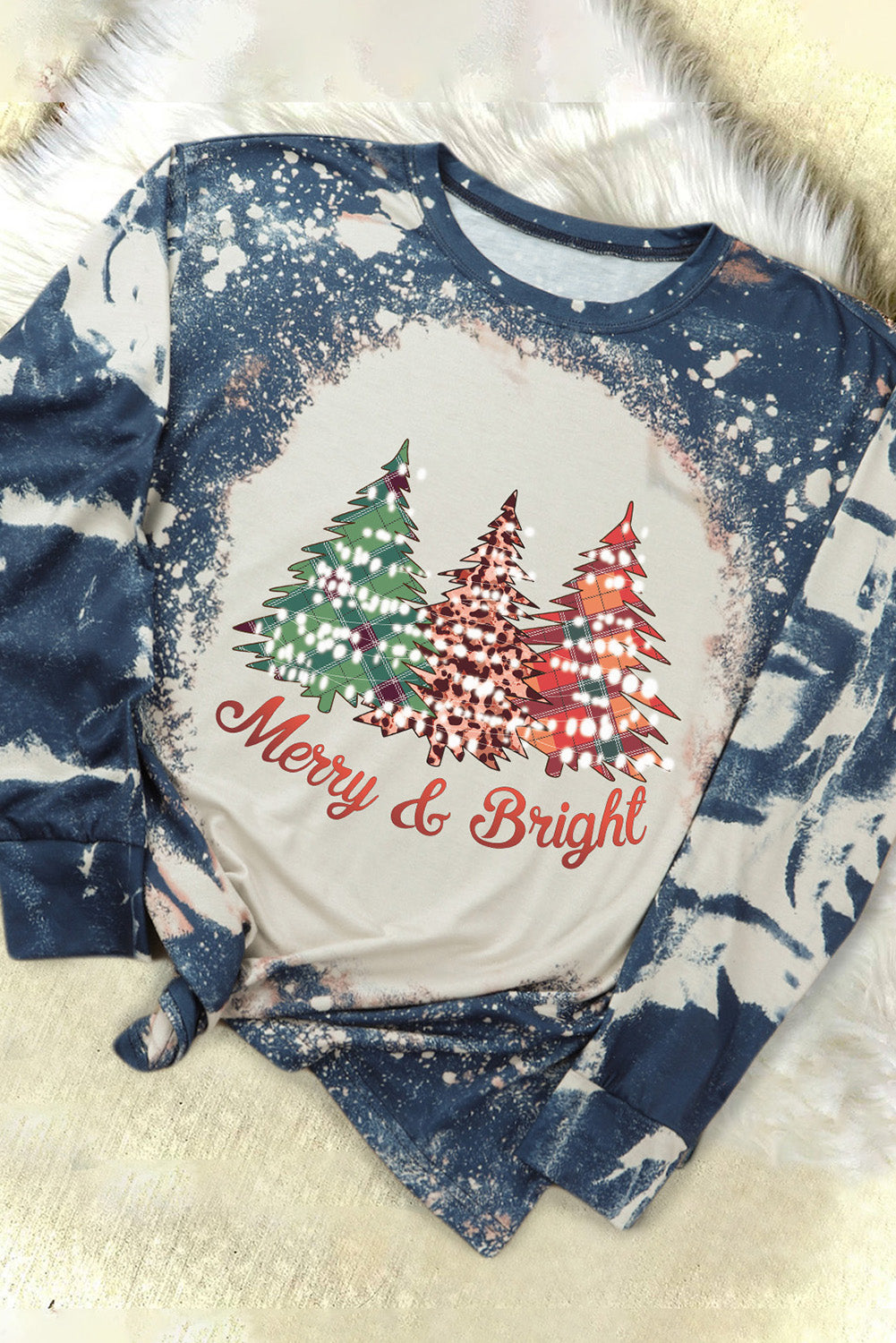 Christmas Trees Bleached Long Sleeve Top