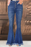 Frayed Hem Flared Denim Jeans