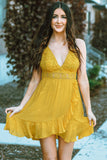 Lace Splicing Criss Cross Lace-up V Neck Cami Dress