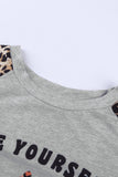 Leopard Sleeves Christmas Tree Print Top
