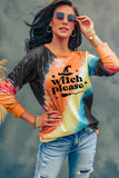 Orange Witch Please Tie Dye Graphic Print Pullover Sweatshirt