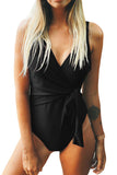 Wrap V Neck One-piece Swimwear