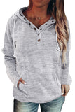 Heathered Print Button Snap Neck Pullover Hoodie