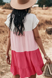 Loose Fit Ruffled Color Block Dress