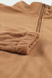 Turn-down Collar Long Sleeve Zipper Fleece Pullover Sweatshirt