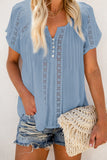 Crochet Eyelet Short Sleeves Top