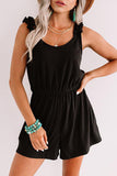 Black Ruffled Straps Sleeveless Romper