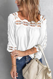 White Crochet Trim Hollow-out Blouse