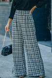 Plaid Tweed Wide Leg Pants
