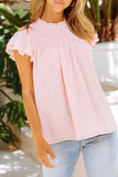 Pink Tiered Sleeve Frilled Neck Dotted Top