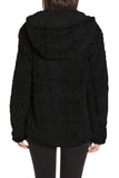 Khaki Zipper Hooded Faux Fleece Solid Color Jacket