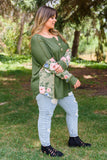 Plus Size Floral Patchwork Henley Top