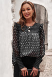 Smocked Ruffle Trim Blouse