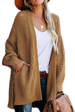 Drop Sleeve Cable Knit Cardigan with Slits