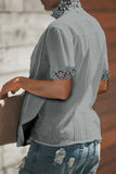 Crochet Hollow-out Lace Splicing Short Sleeve Top