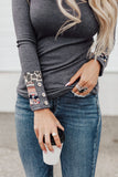 Printed Cuff Ribbed Top