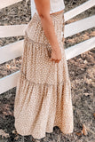 Smocked Ruffled Tiered Spots High Waist Maxi Skirt