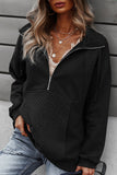 Quilted Patch Half Zipper Sweatshirt