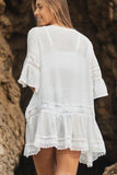 Flare Sleeves White Swimsuit Cover Up
