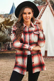 Turn down Neck Plaid Pocket Button Closure Coat