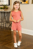 Salmon Ruffled Sleeveless Kids' Romper