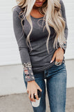 Printed Cuff Ribbed Top