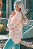 Pink Striped Buttons Closure Long Sleeve Shirt